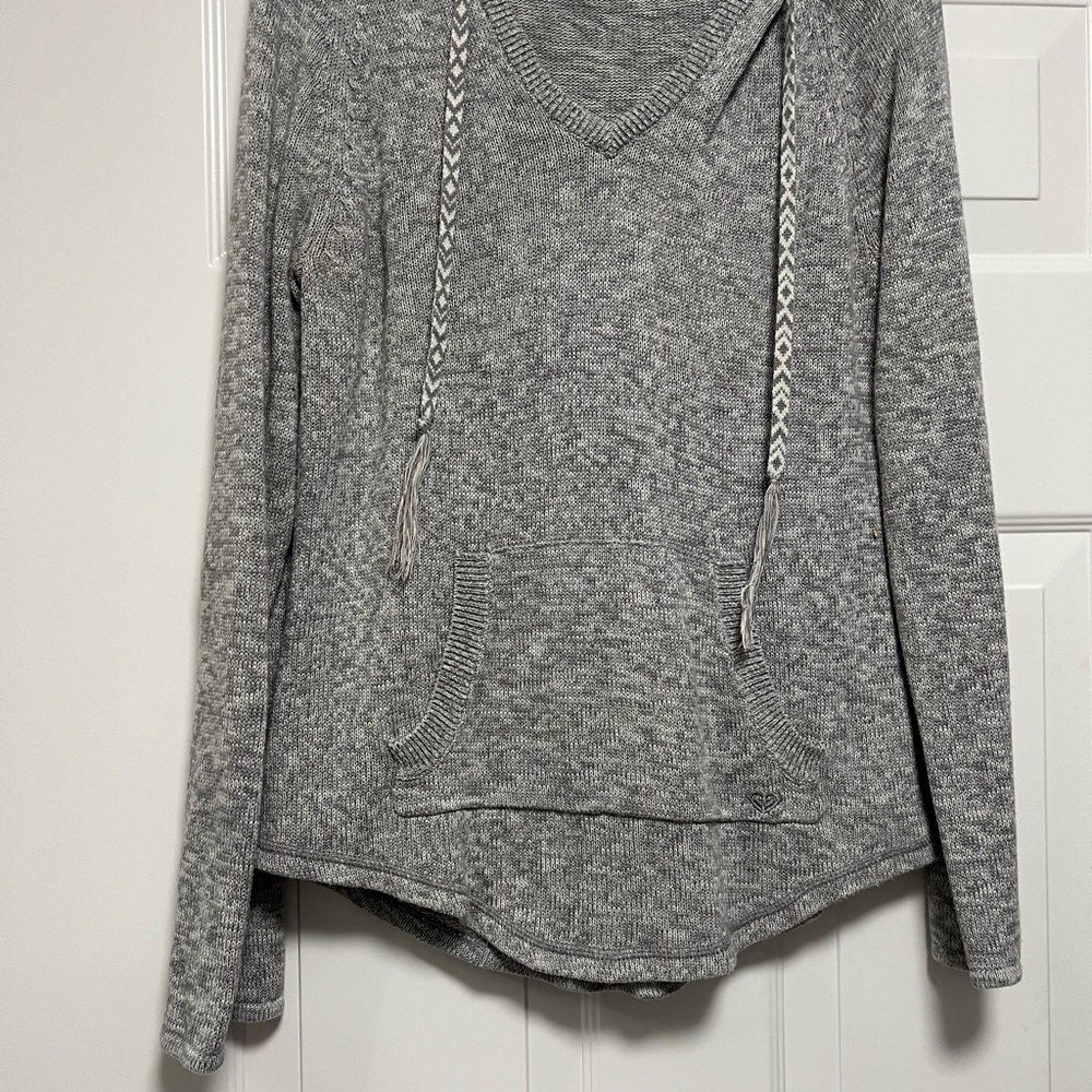 Roxy Heathered Gray Women's Hoodie Knit Sweater